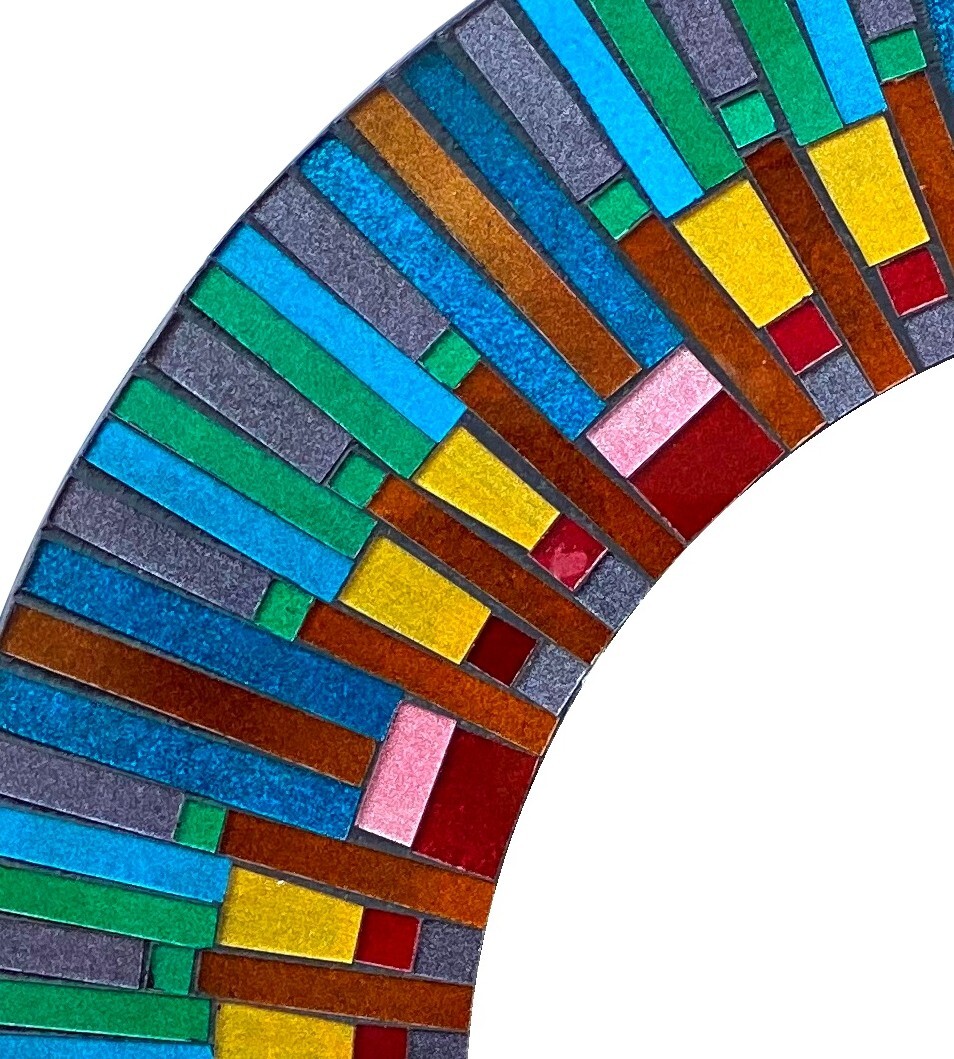 Zorigs – Handcrafted Blue Multicolored Mosaic Mirror, 24″ Round Wall Mirror
