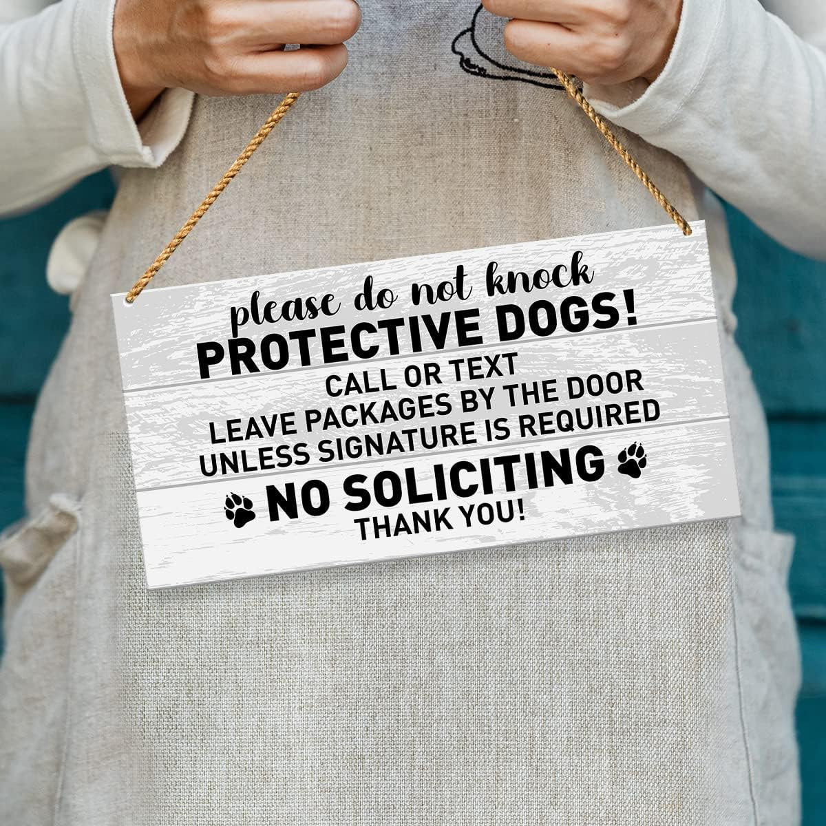 No Soliciting Dog Warning for Home & Yard Decor – Beware of Dog Sign for Front D
