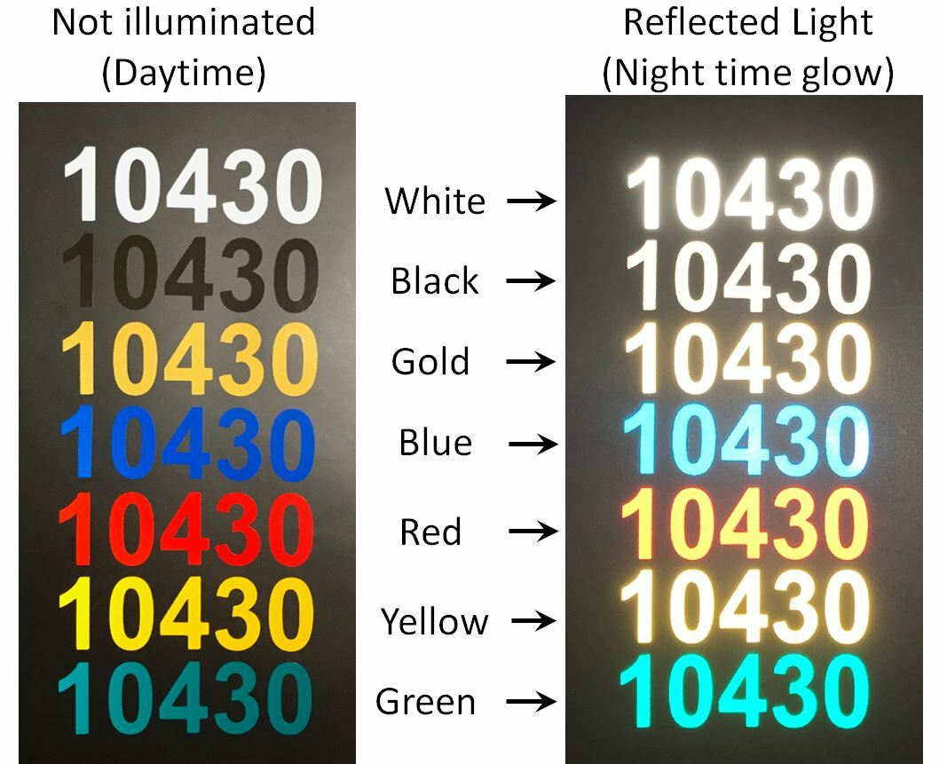 1 to 5 INCH Custom REFLECTIVE Vinyl Decals Text Lettering Numbers Stickers Sign