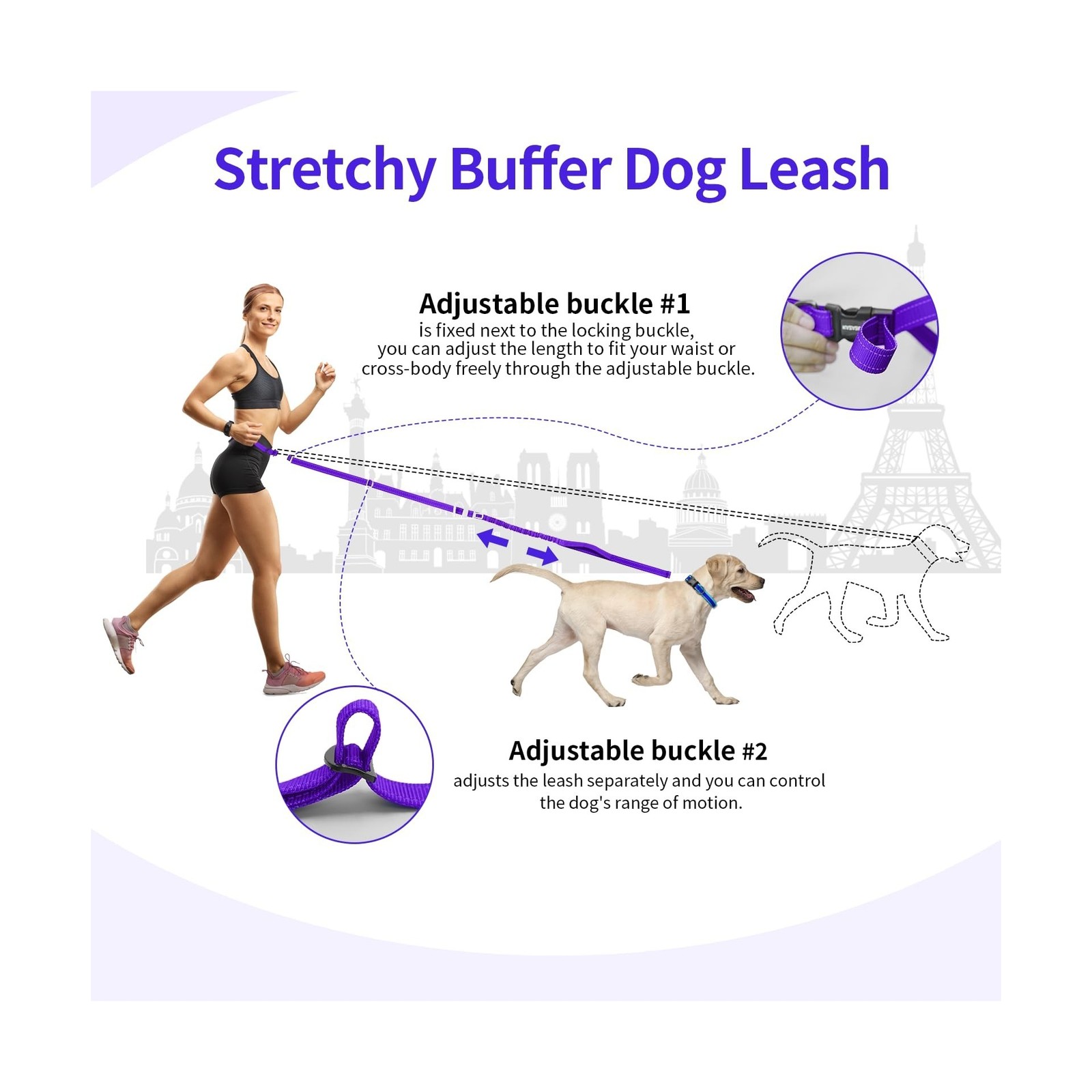 Kazazoo Hands-Free Dog Leash with 6-9FT Adjustable Length – Heavy D… Fast Ship