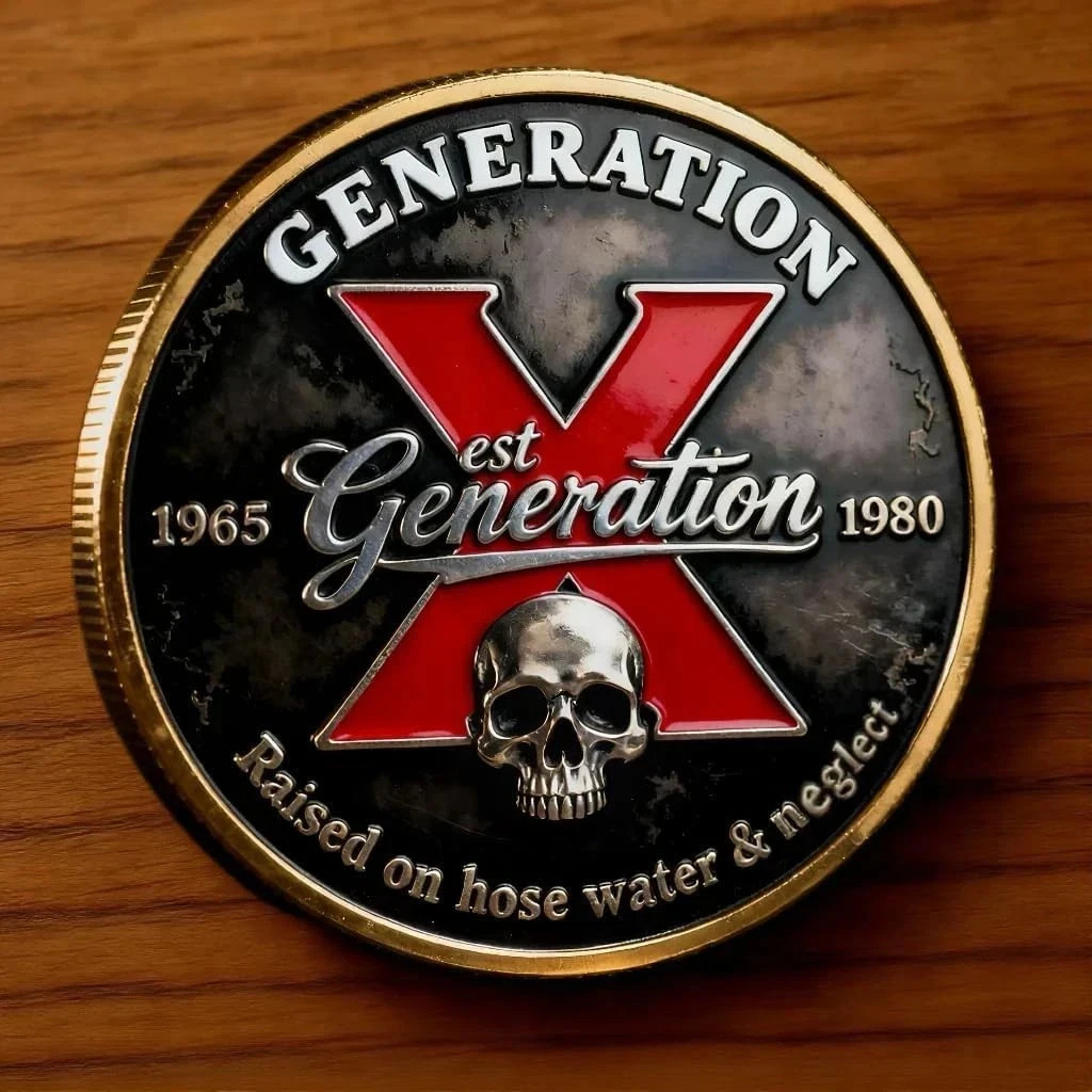 Gen X Skull Vintage Commemorative Challenge Coin