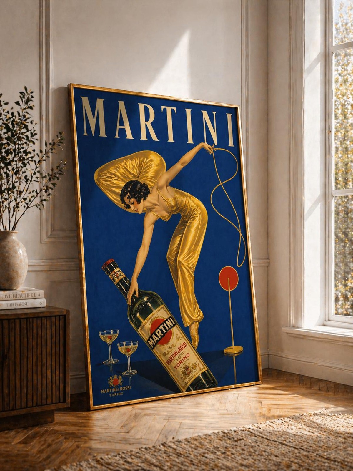 Vintage Martini Poster Retro Italian Liquor Ad Print Mid Century Bar Decor