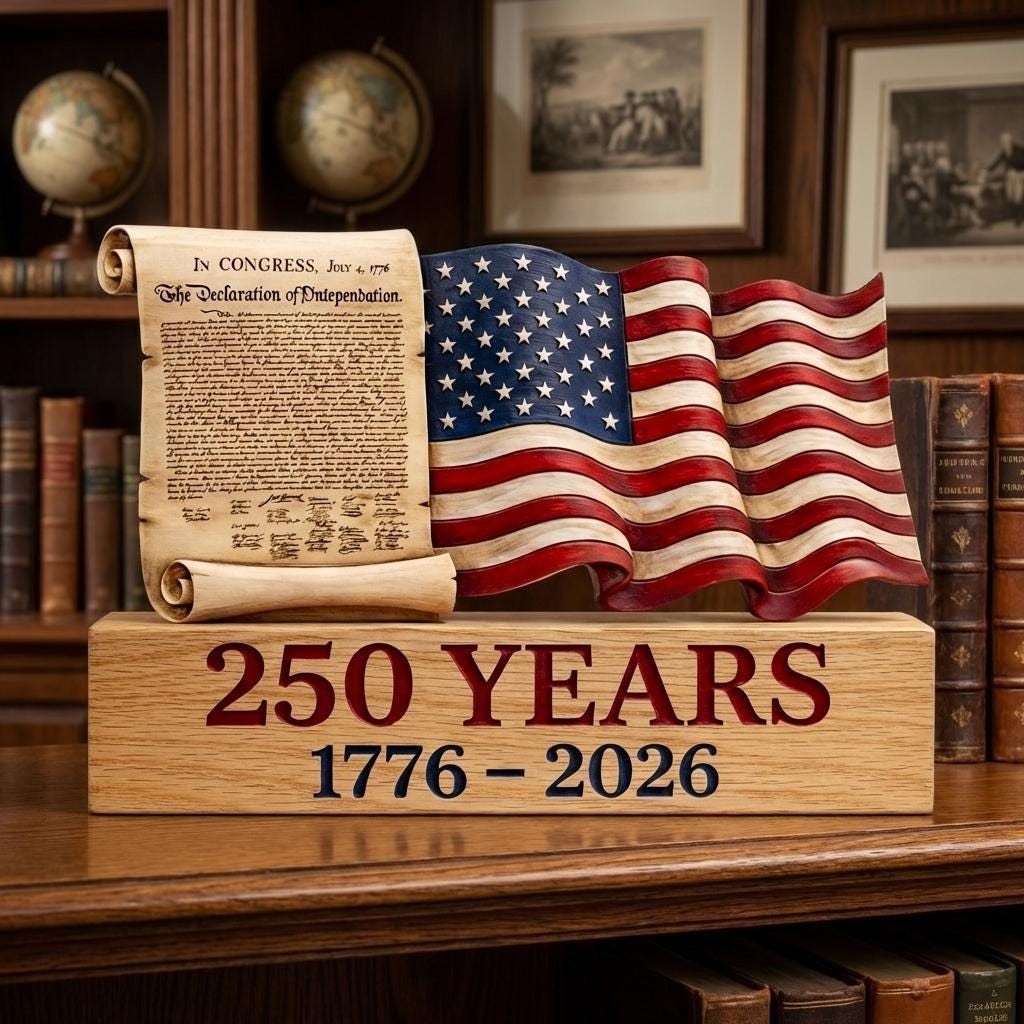 America 250th Anniversary Wooden Block, 1776-2026 Patriotic Decor
