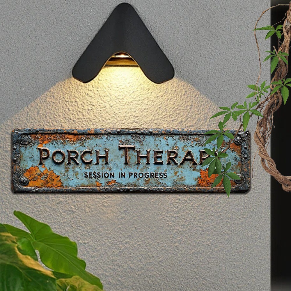 Metal Porch Therapy Sign Vintage Metal Tin Sign Wall Art Decor Home Clinic Decor