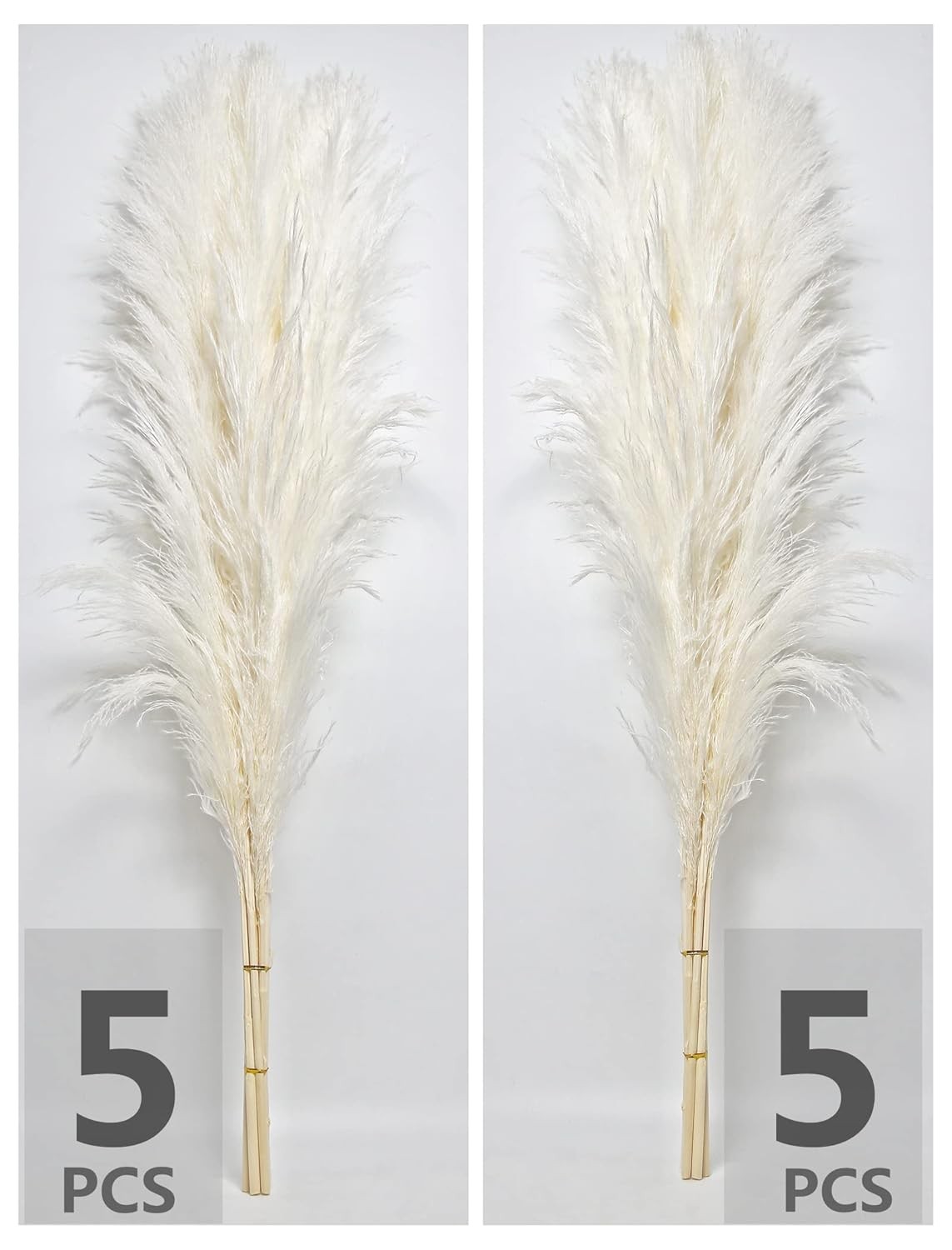 White Pampas Grass Decor 46″ Tall Stems 10 Pieces Large Boho Home Decor