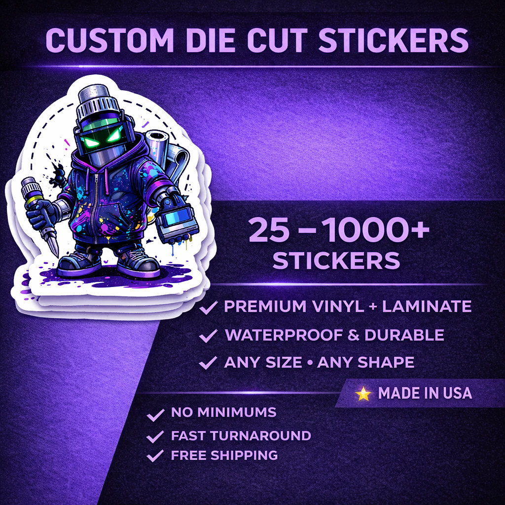 Custom Vinyl Stickers – Print and Cut Any Design and Shape -200 Sticker – 3 x 3