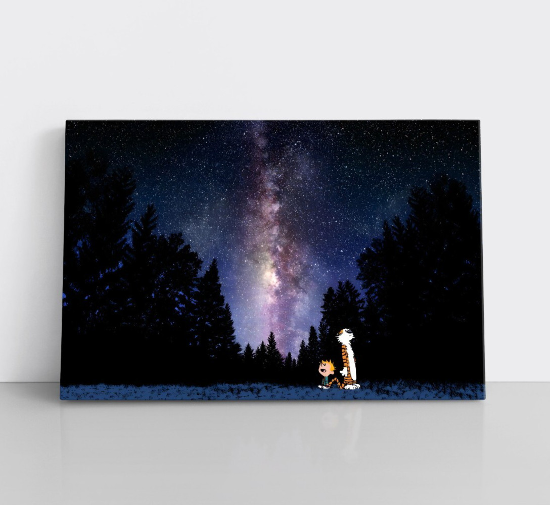 Calvin And Hobbes Framed Canvas Wall Art Print – Kids Cartoon Bill Watterson