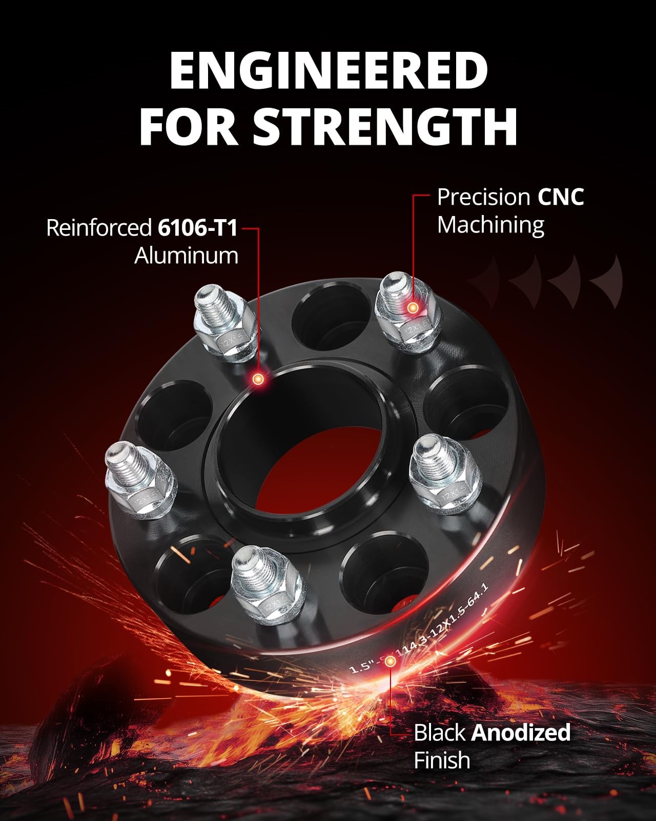 EVIL ENERGY 5×4.5 Wheel Spacers 1.5 inch Compatible with inch, Black