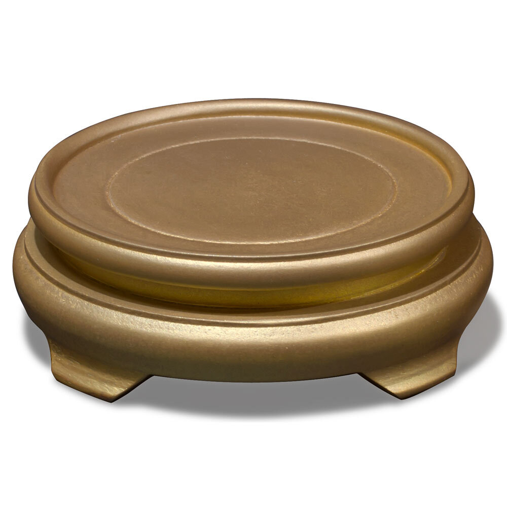 US Seller – 4.5 Inch Gold Round Chinese Wooden Stand