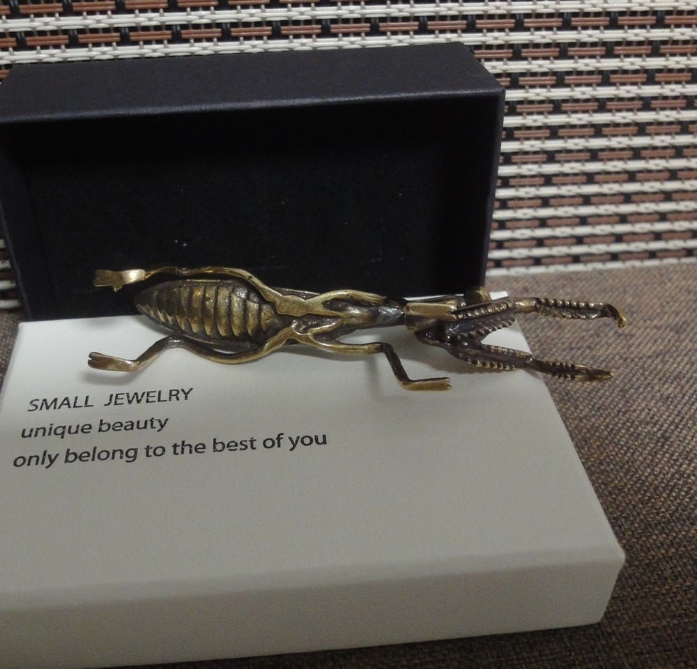 Vintage Style Solid Brass Copper Mantis Insect Statue Home Ornament