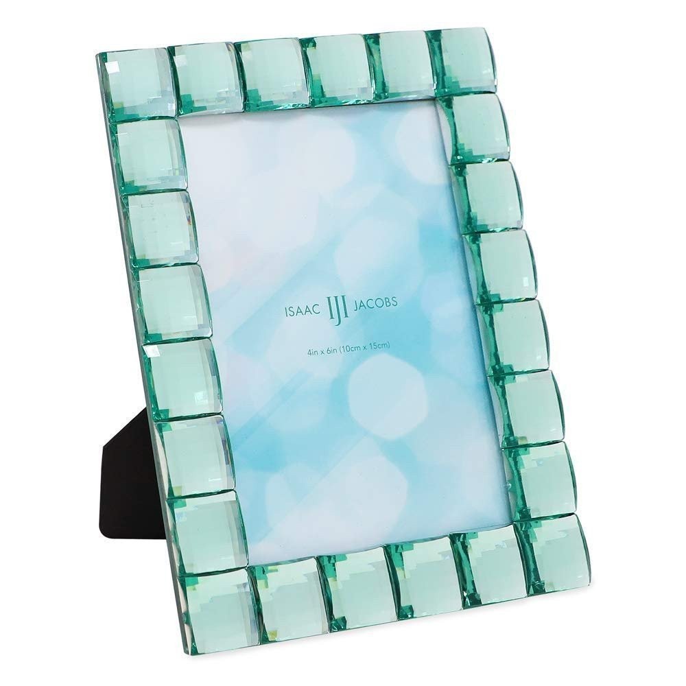 Isaac Jacobs Decorative Sparkling Light Blue Jewel Picture Frame, Photo…
