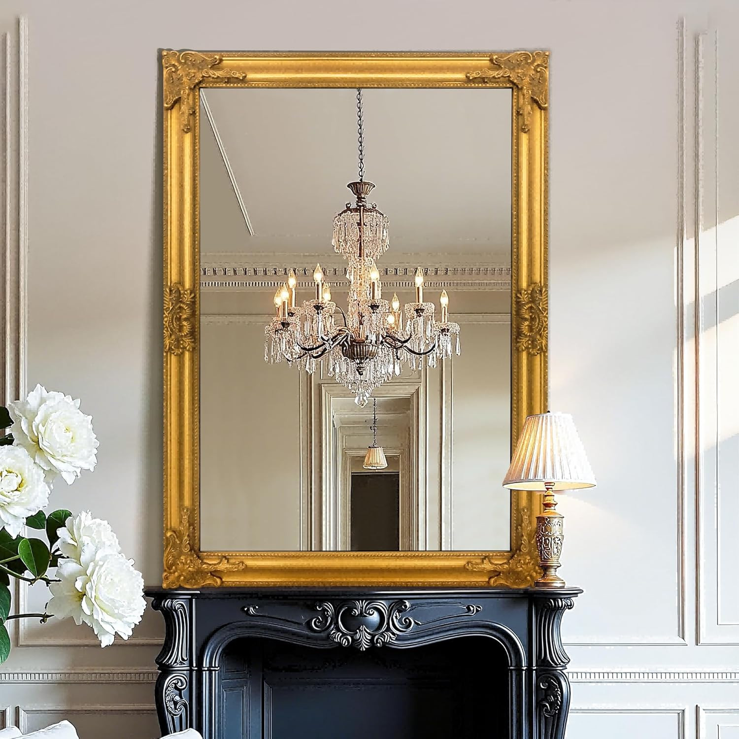 Antique Gold Baroque Wall Mirror, 28″x40″ Decorative Accent for Any Room