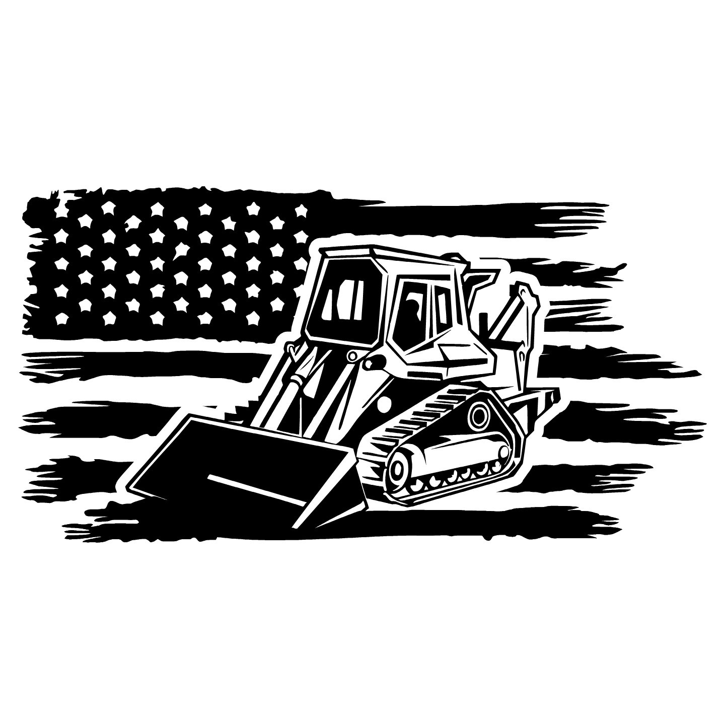 Distressed American Flag Skid Steer Vinyl Sticker Decal – Patriotic Bobcat