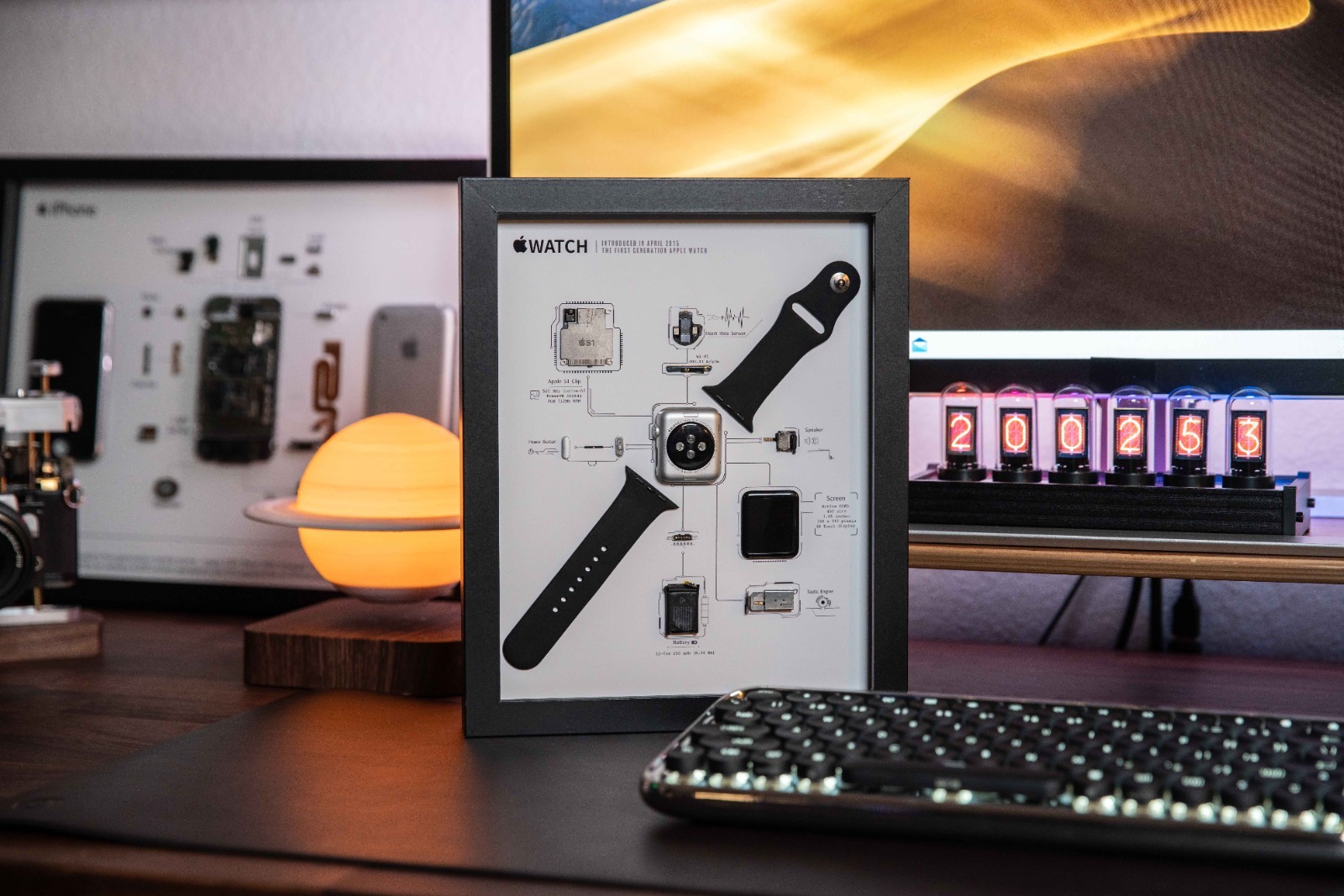 Teardown Art,Framed Apple Watch Series Disassembled,Wall Art,Unique Gift for Him