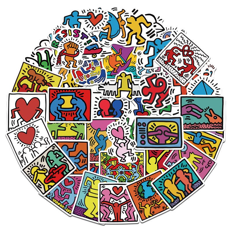 50pcs Waterproof Keith Haring Stickers, Artist STICKERS，030-1