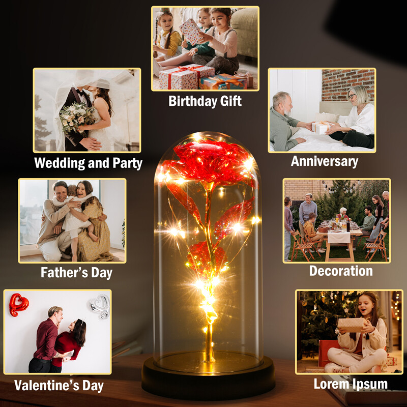 Forever Eternal Galaxy Rose Flower In Glass Dome LED Light Valentine’s Day Gift