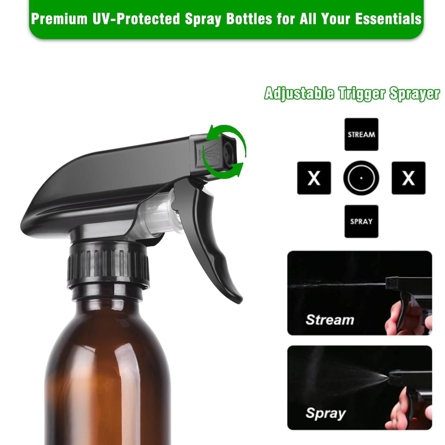4oz Amber Glass Spray Bottles (2 Pack) – Refillable with 4 Ounces,