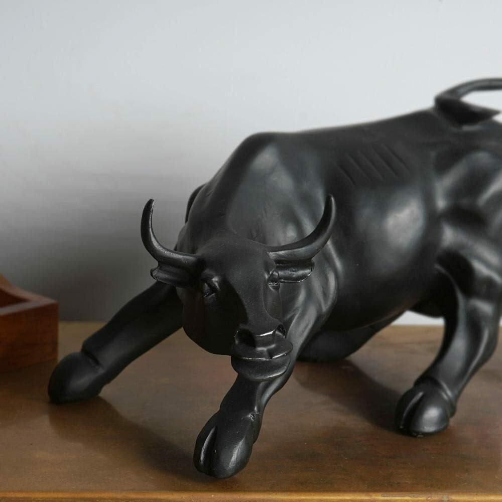 Surreal Charging Bull Showpiece Black Matte Finish 29 cm x 4 cm x 17 cm 1 Pc