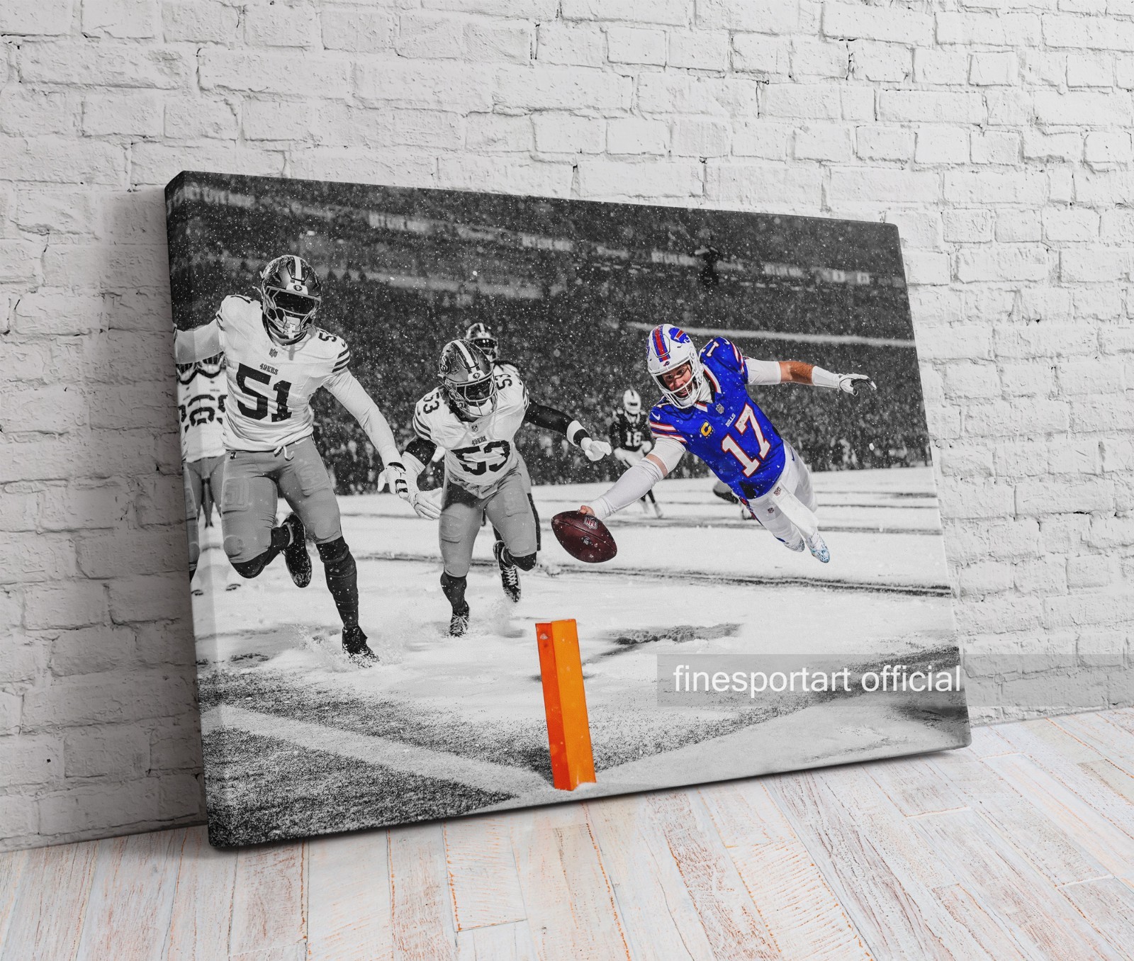 Josh Allen Dives For TD Canvas Wrap or Museum-Quality Poster