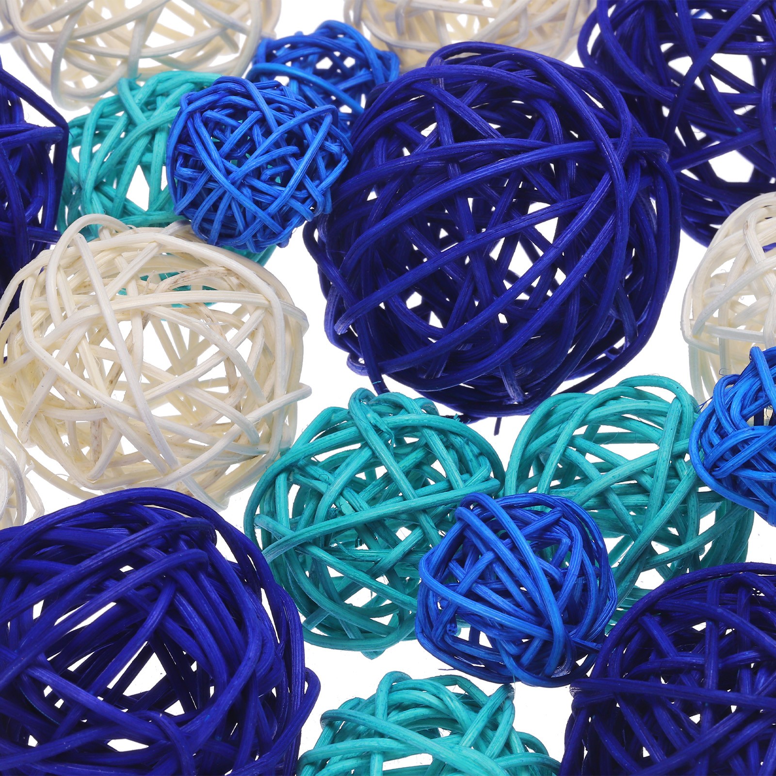 20 Pcs Rattan Decor 2.4/2/1.6/1.2″ Sapphire Blue/White/Sky Blue/Lake Blue