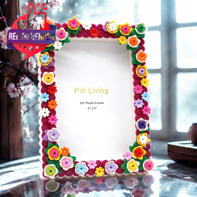 Diy Floral Building Block Photo Frame, 4×6 Inches, Decorative Colorful Flower