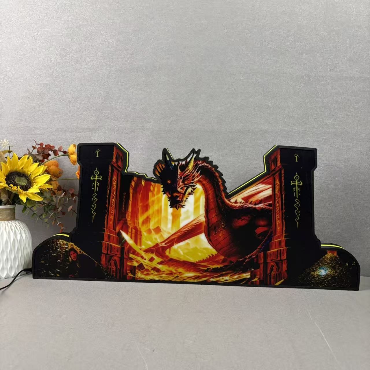 The Hobbit Smaug’S Lair 3D Printed Led Lightbox for Pinball Topper Arcade Decor