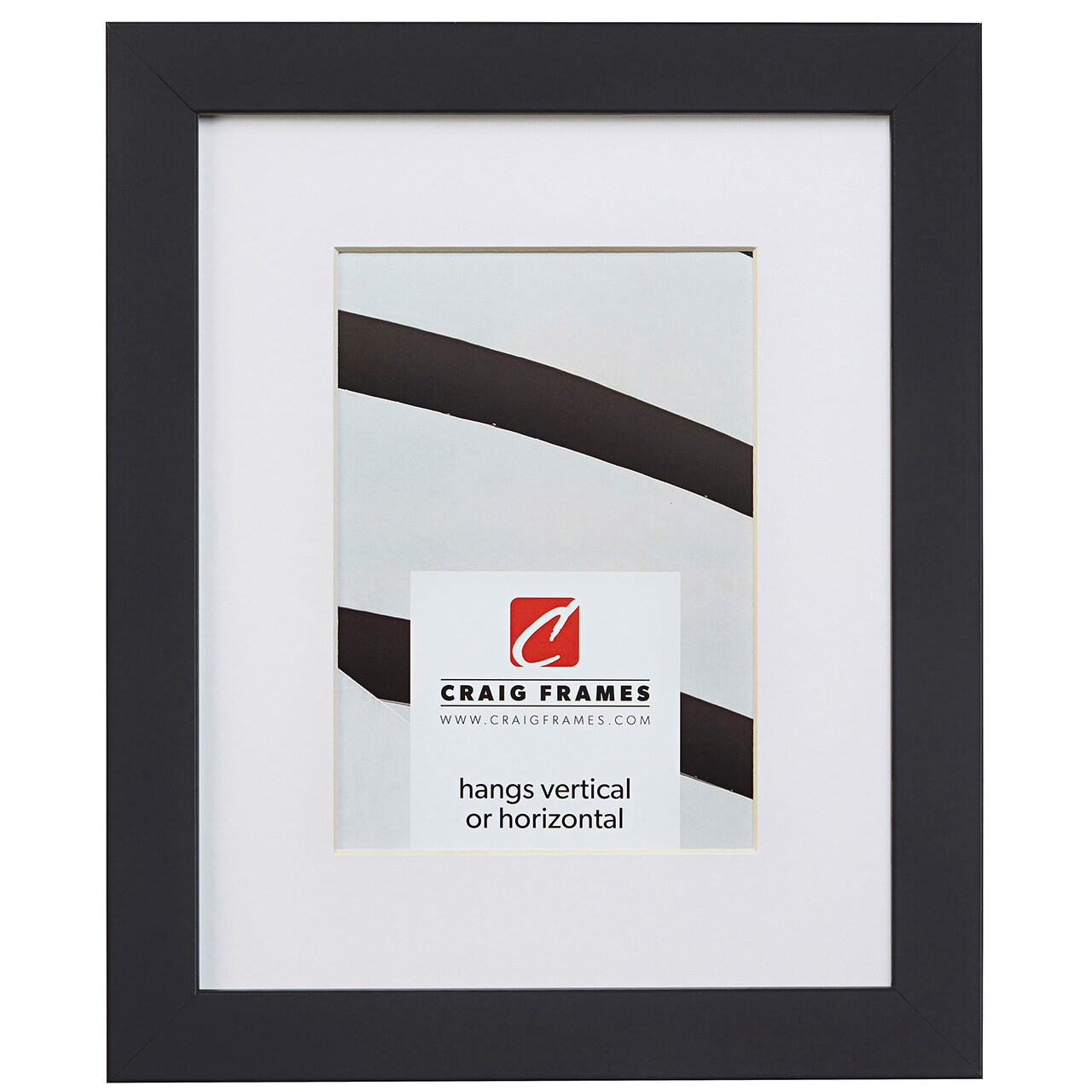 Craig Frames Essentials, 1″ Wide Modern Simple Black Picture Frame With a Mat