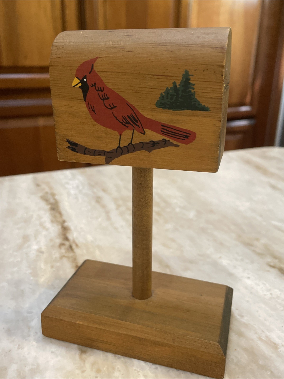 Hand Made In Minnesota Wooden Mailbox Stamp Roll Dispenser Folk Art Vintage Used