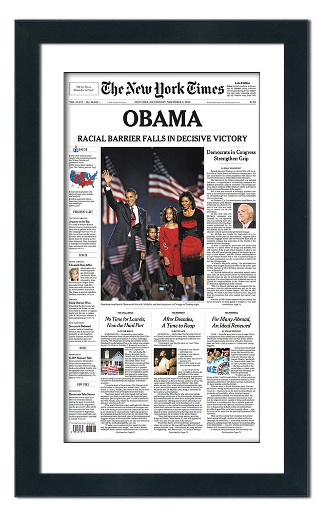 Black Newspaper Frame With Mat Made For Media Measuring 11×17 Inches