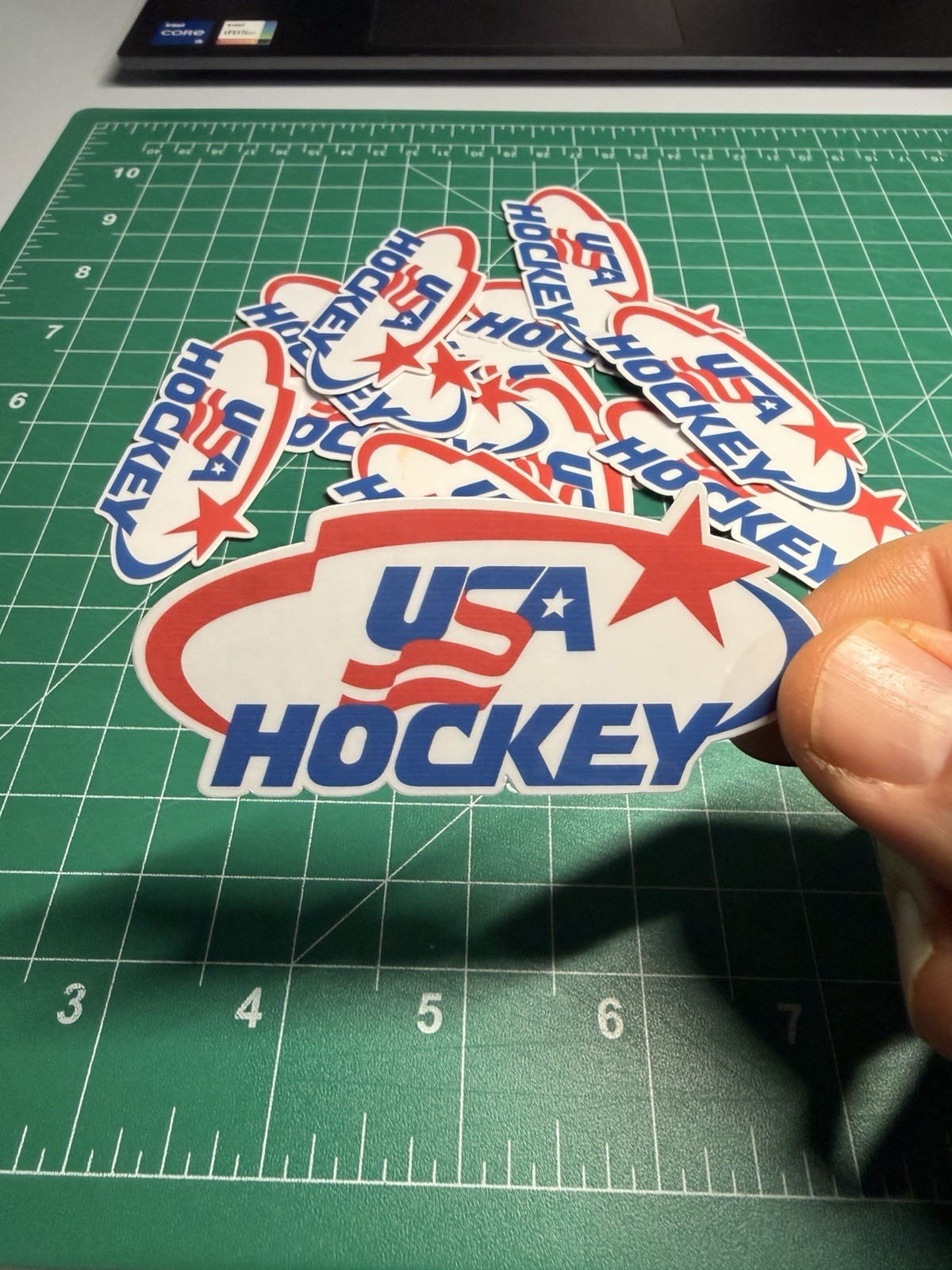 Team USA Hockey Logo – Laminated Vinyl Sticker – 4″x1.5″ GOLD MEDAL
