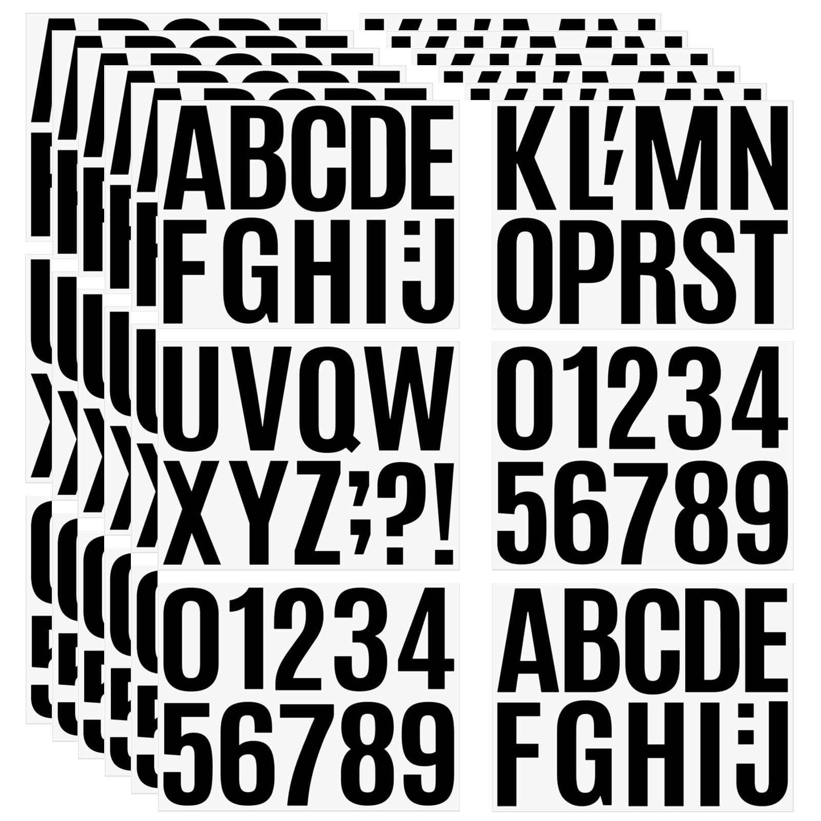 258 Pcs Waterproof 4-Inch Self-Adhesive Vinyl Stickers – Black Alphabet & Number