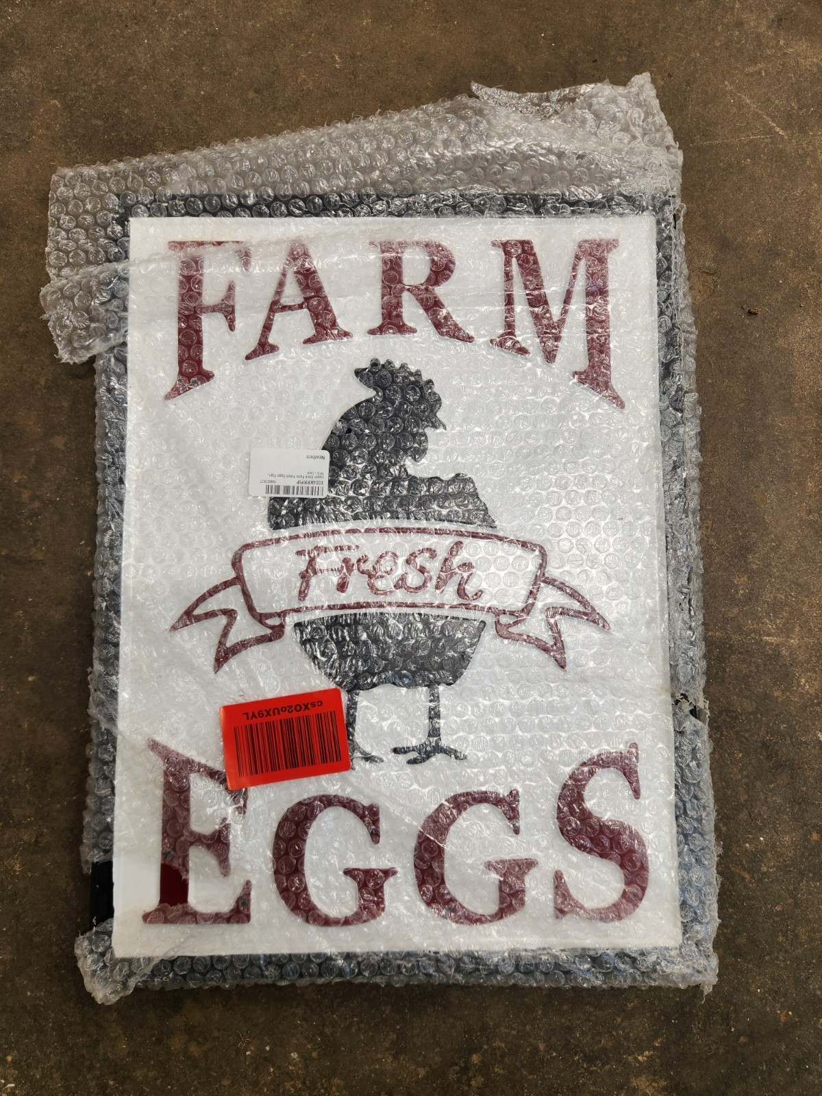 Upper Deck Farm Fresh Eggs Sign Metal 19.5″ Red Black White Farmhouse Vertical