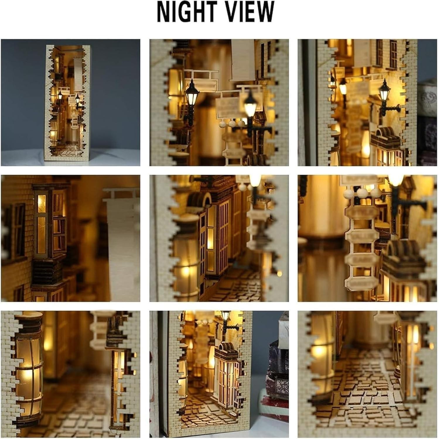 LED Book Nook Kit for Adults, Decorative Bookend Stand-3D, Wooden Puzzle Adults