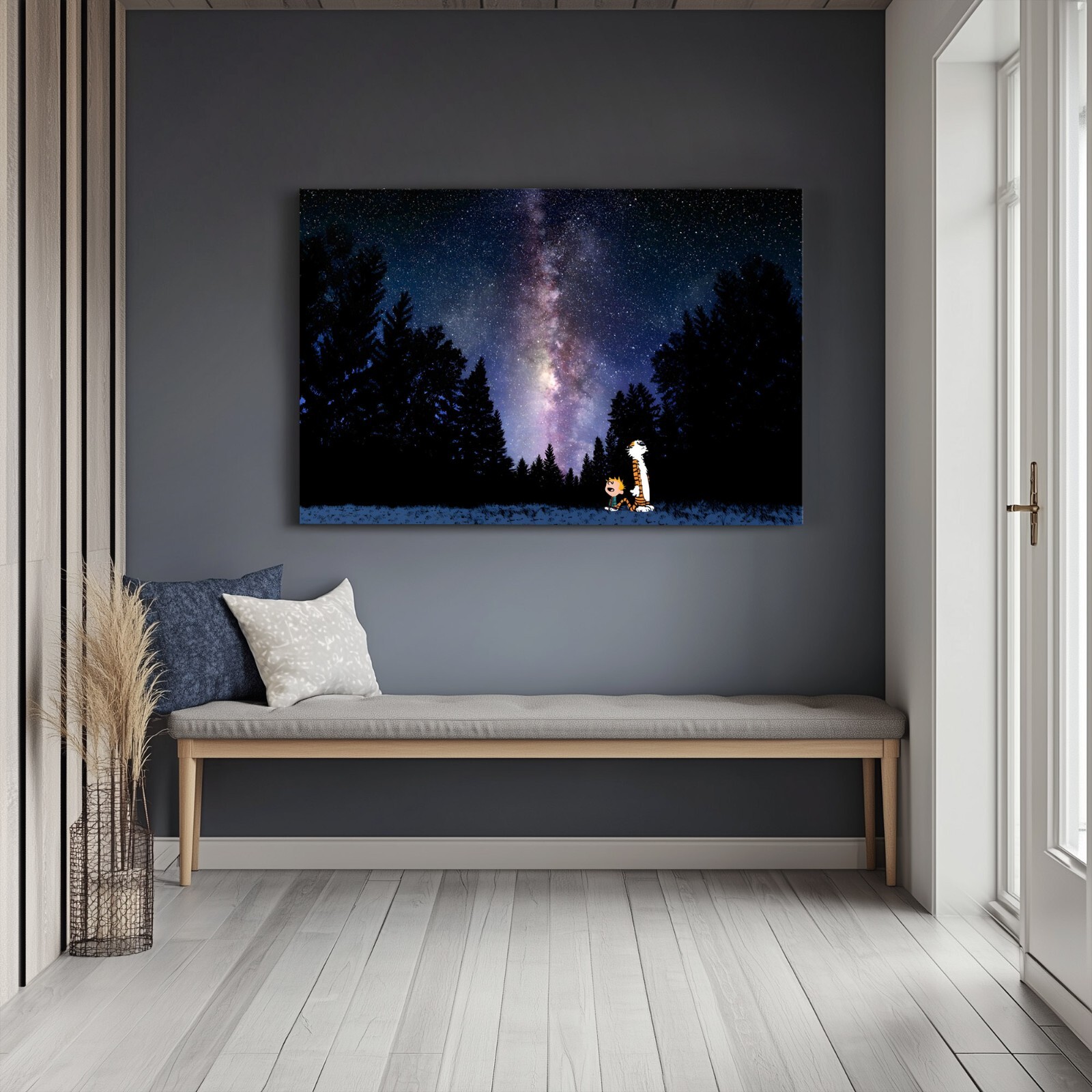 Calvin And Hobbes Framed Canvas Wall Art Print – Kids Cartoon Bill Watterson