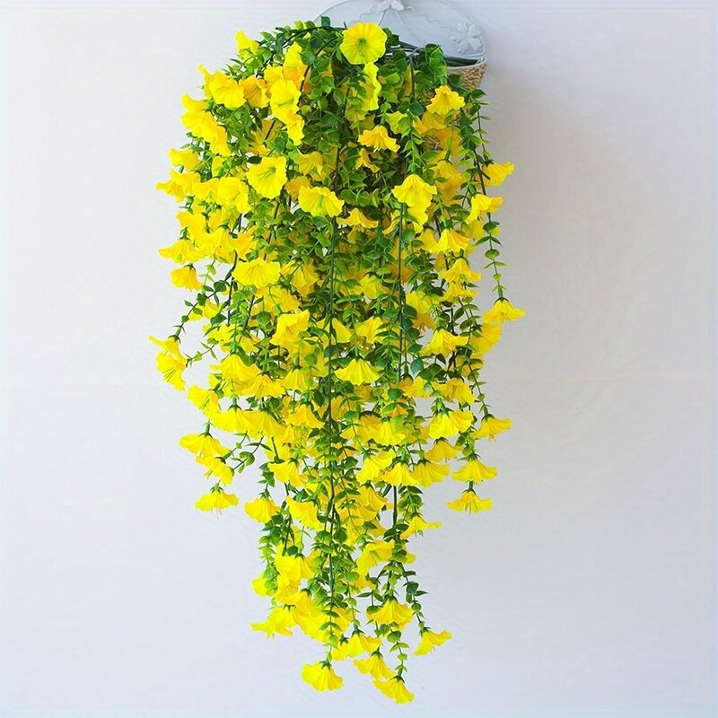 4PCS Artificial Morning Glory Vines UV Resistant Hanging Flowers Outdoor Decor