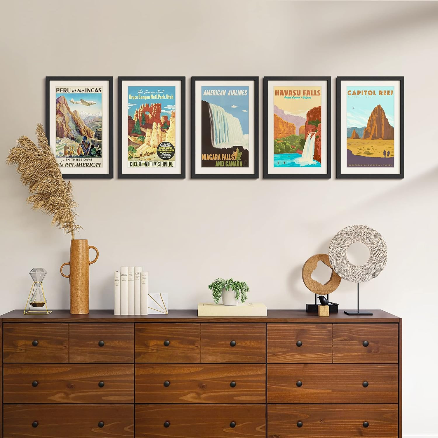 5 Pack Picture Frames 11″ x 17″ Black Wall Poster Frames 9″ x 15″ Mat Display