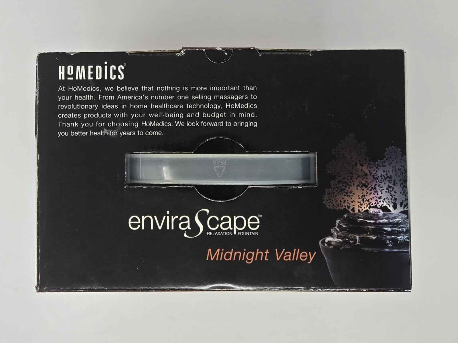 HoMedics Envirascape Midnight Valley Illuminated LED Tabletop Fountain Resin