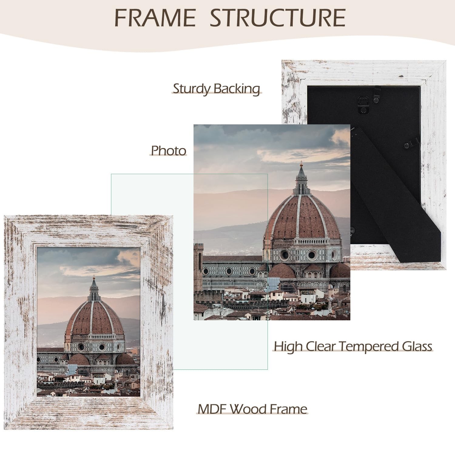 2 Pack 5×7 Mixed Colors Wood Picture Frame Wall Tabletop Desktop Display Gallery