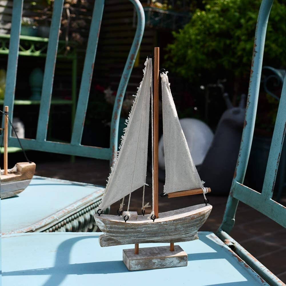 Wood Boat Nautical Themed Home Decorating Toy Figure Decorative Ornament