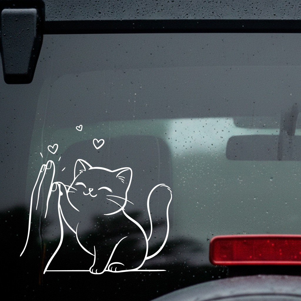 Cute Cat High Five Sticker Funny Pet Lover Car Laptop Vinyl Decal Waterproof