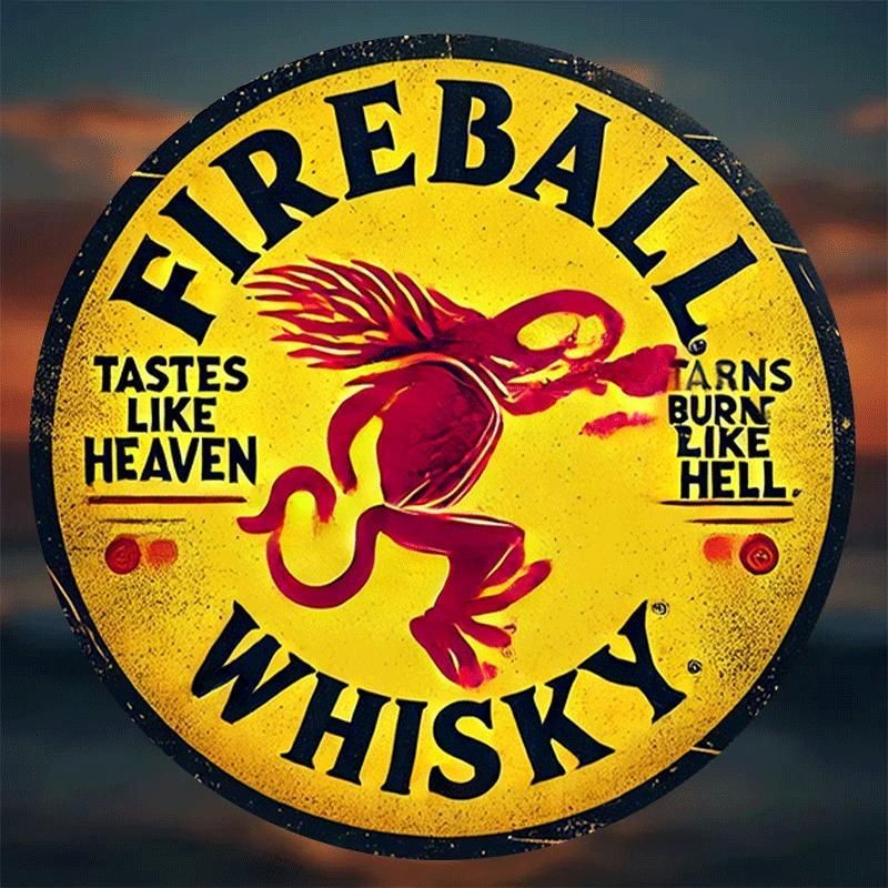 Fireball Whisky Metal Sign Vintage Retro Bar Pub Man Cave Wall Decor Tin Art