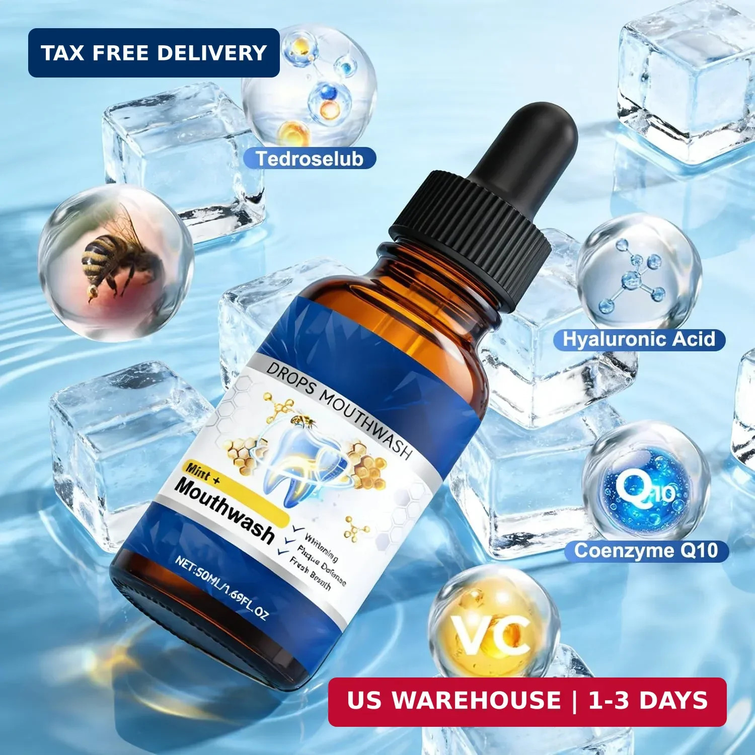 2PCS Beetakt Oral Repair Solution, Mint Flavored 0.5 Fl Oz (Pack of 2), No