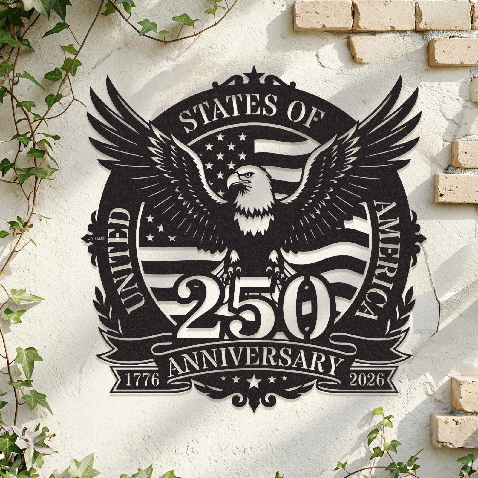 America 250th Anniversary Metal Sign Patriotic Eagle Door Hanger USA Independen