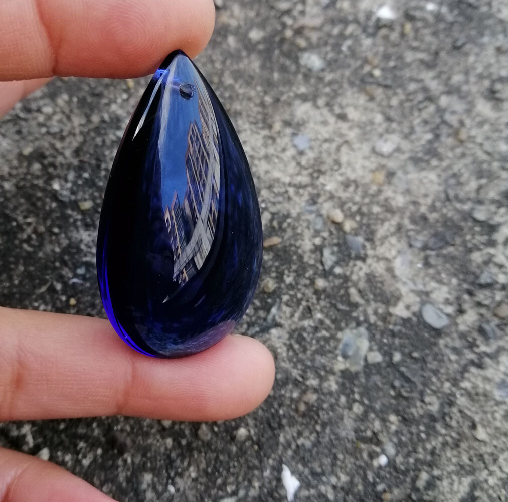 30pcs 50MM Blue Smooth Crystal Drop Lighting Prisms Hanging Pendants Chandelier