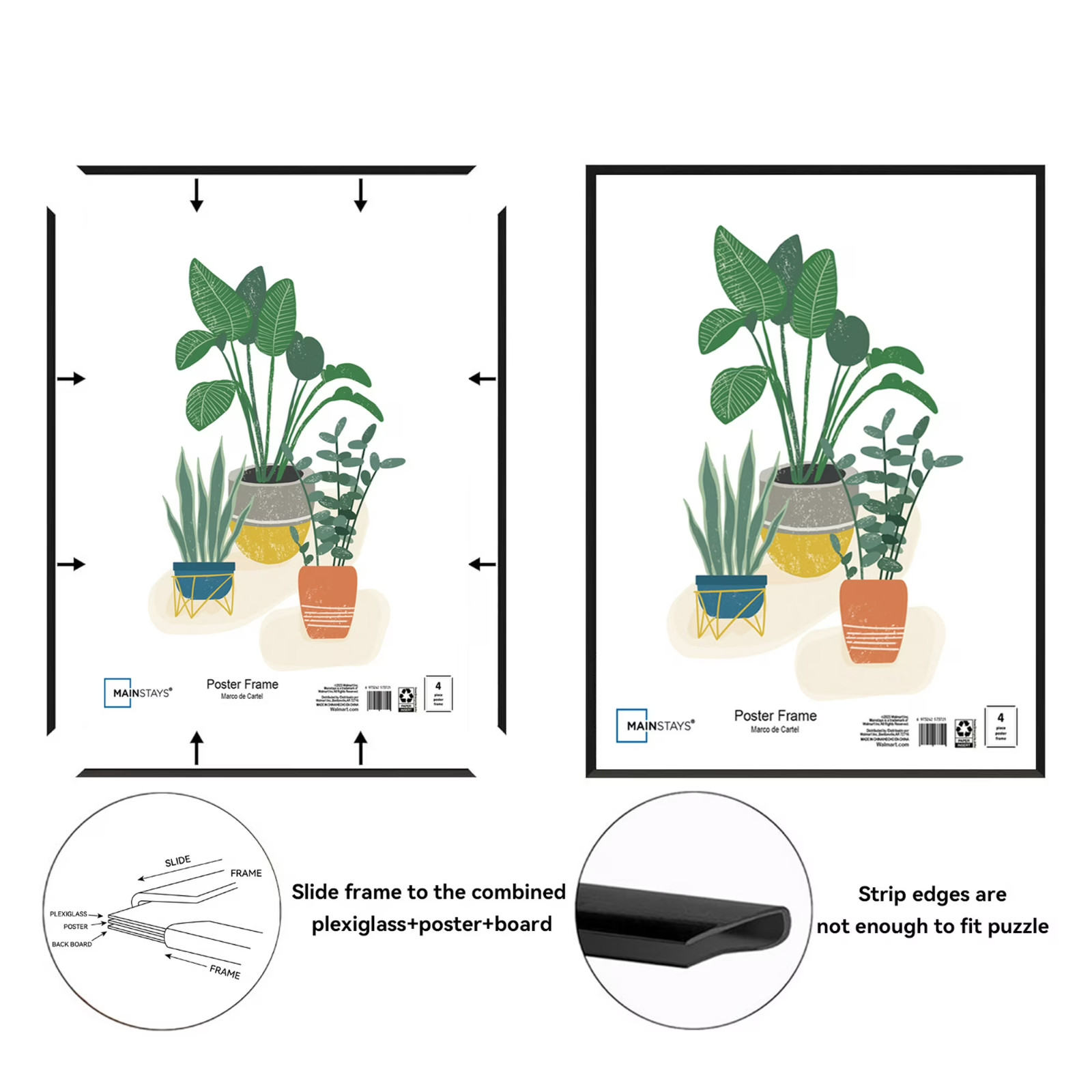 Mainstays – 27×40 Picture Frame – Black Flat Profile Wall Photo Frame