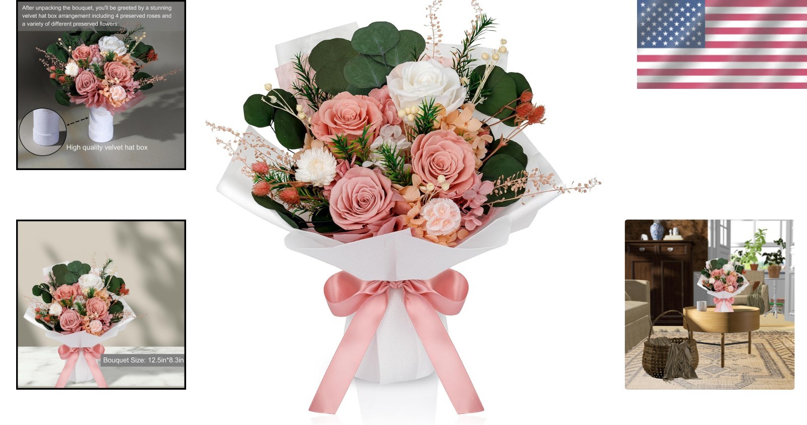 Preserved Flowers Bouquet Floral Gift for Women Mom Wife Grandma Mother’s Day
