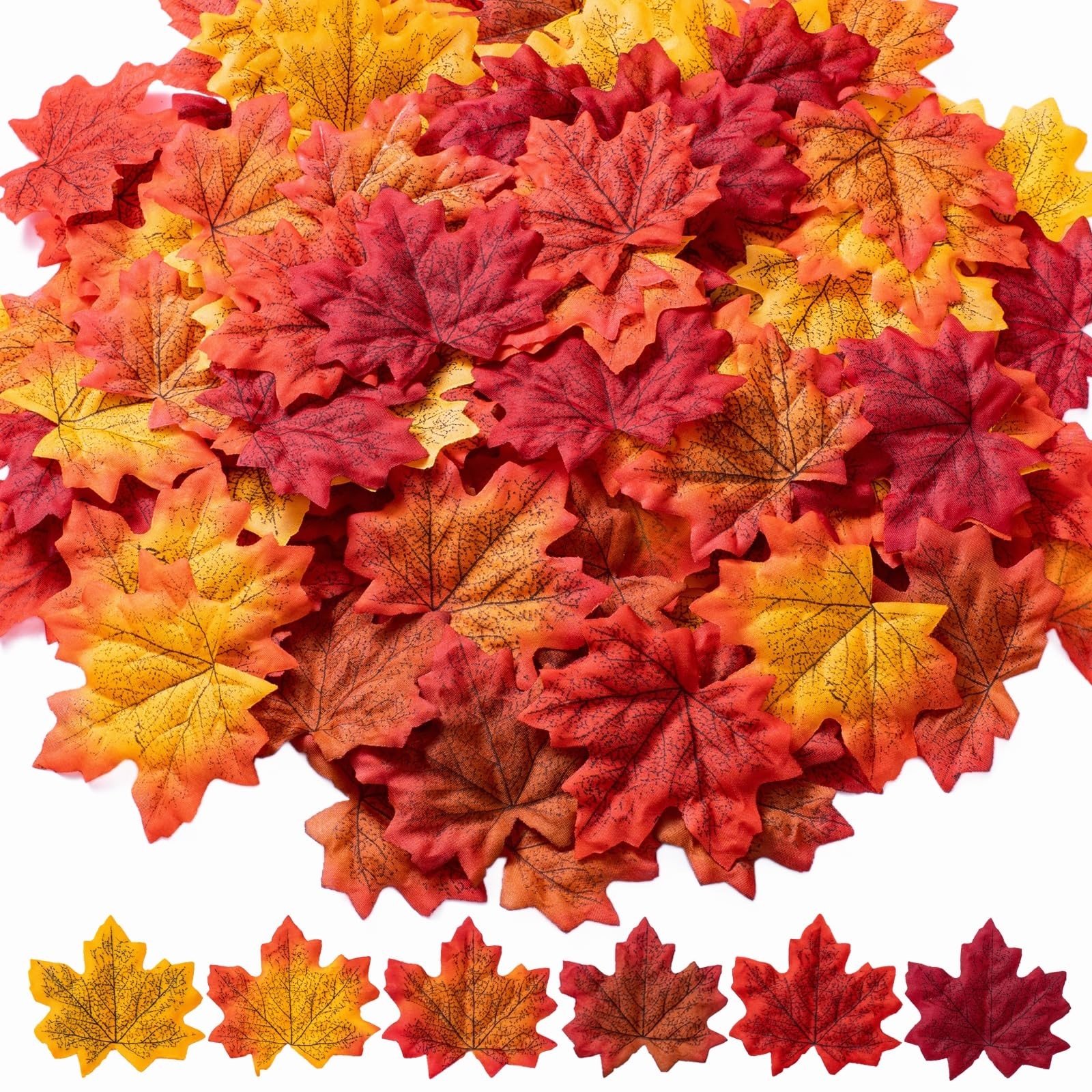 Jiesky 1170 Pcs 8cm/3.1inch Artificial Maple Leaves 6 Colors Fall Leaves