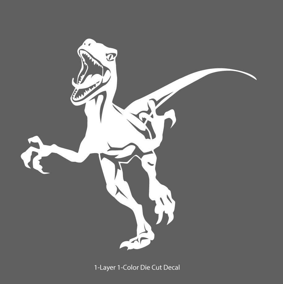 Dinosaur Velociraptor 5, Jurassic Period 4-21″ wide Die Cut Vinyl Decal Sticker