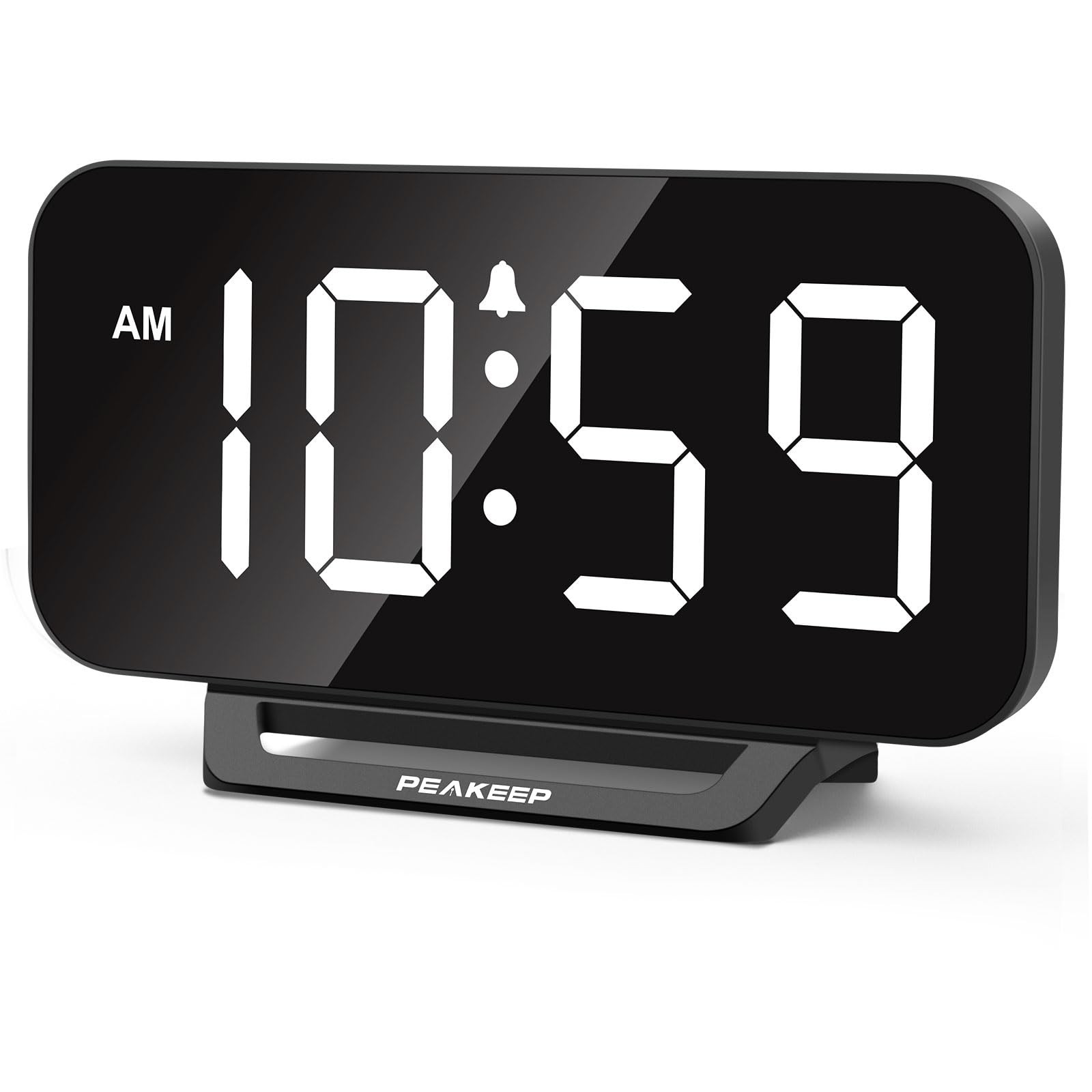 Small Digital Alarm Clock Loud Heavy Sleepers Dimmable Plug In Large Numbers