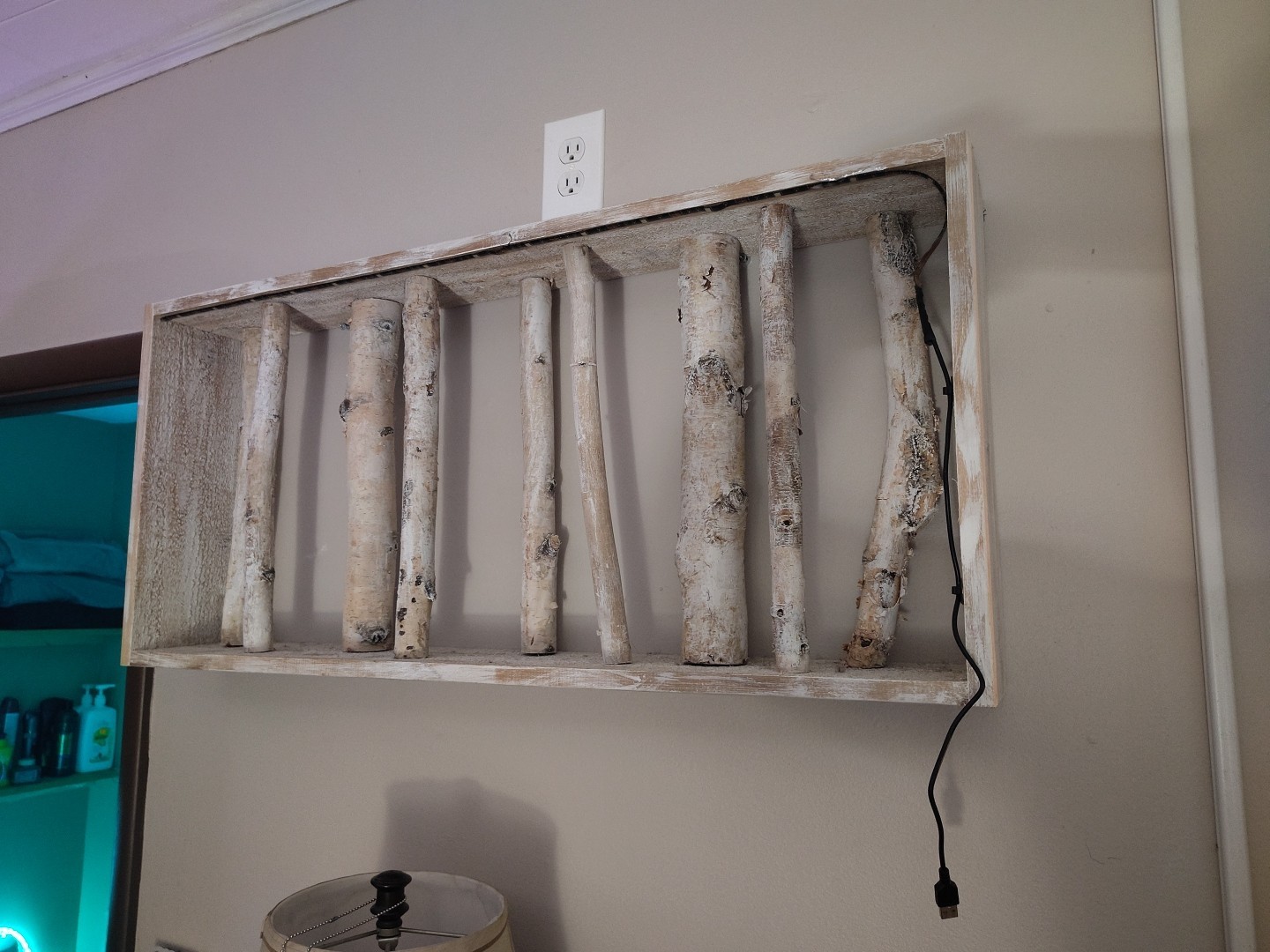 17″Height X 38 ”Length X 6 ”Width – Birch Log Wall Art With Led Lights& Remote